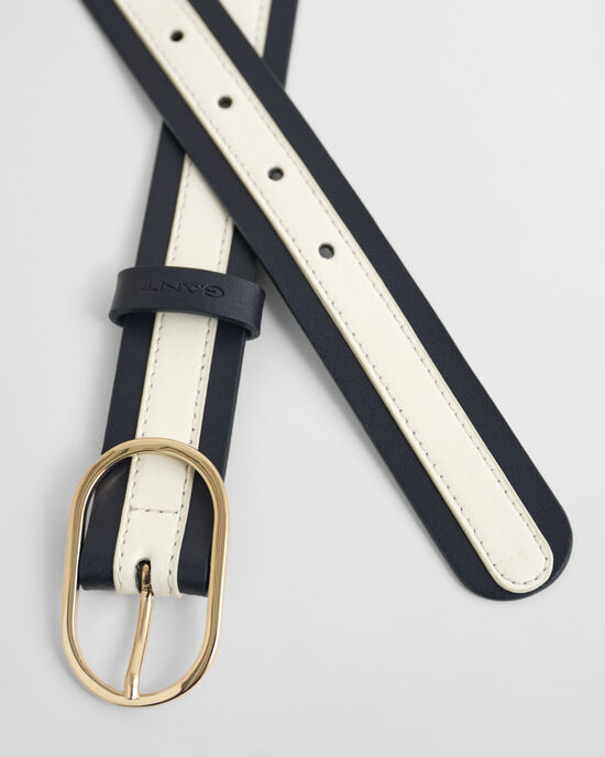 Cinto em pele às riscas