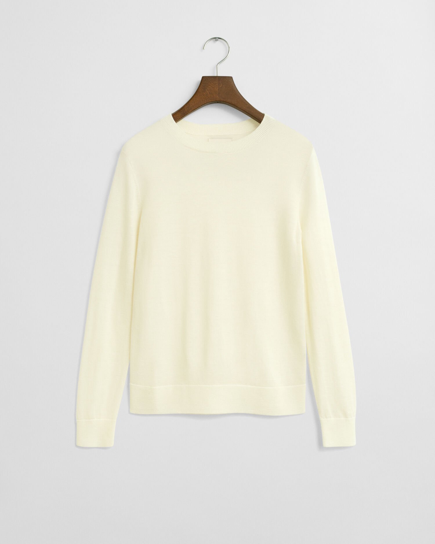 Camisola de malha com decote redondo em lã de merino extrafina