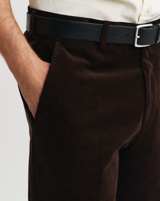 Calças de fato em veludo