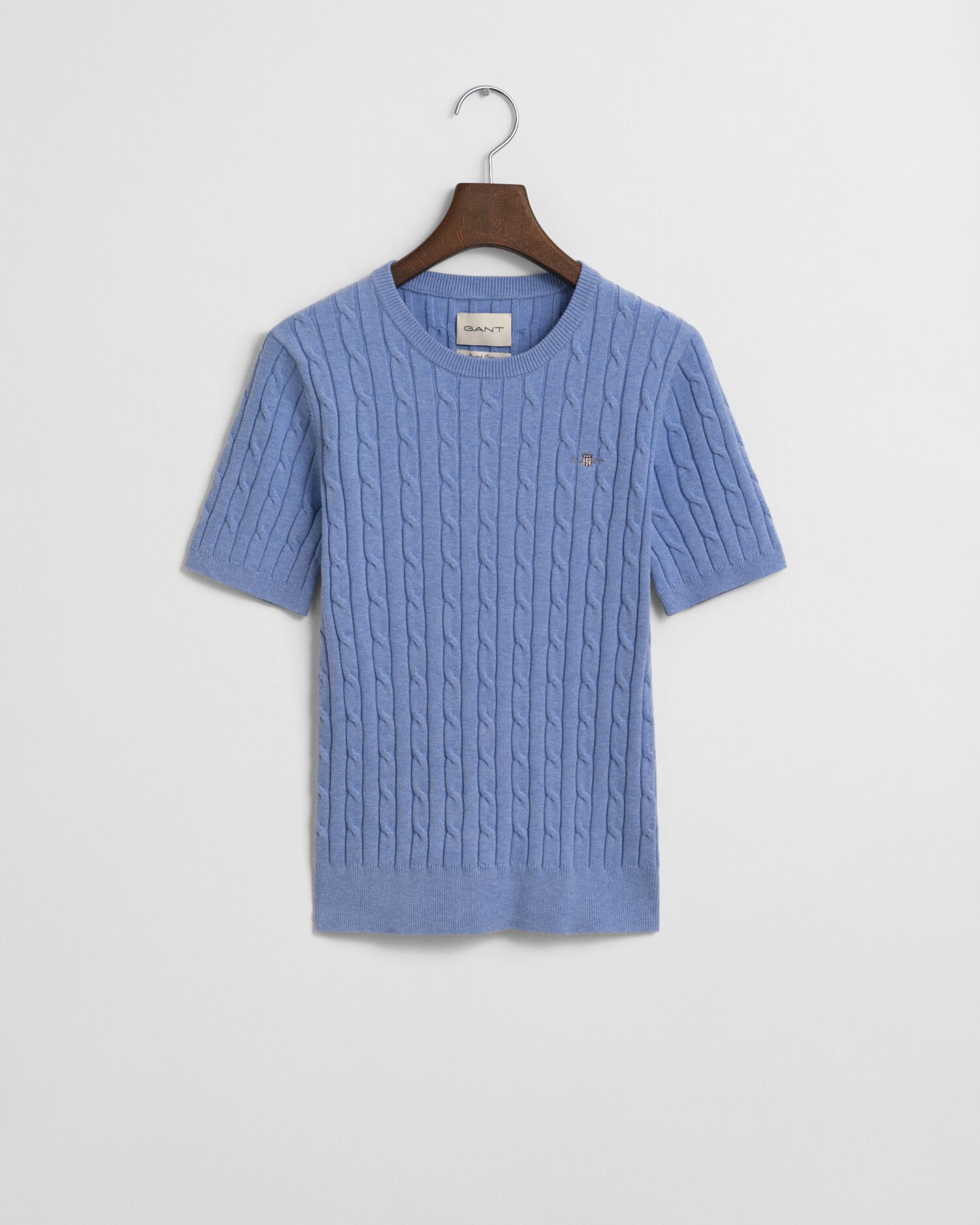 Camisola de manga curta em malha entrançada