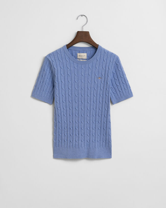 Camisola de malha entrançada em algodão com elastano