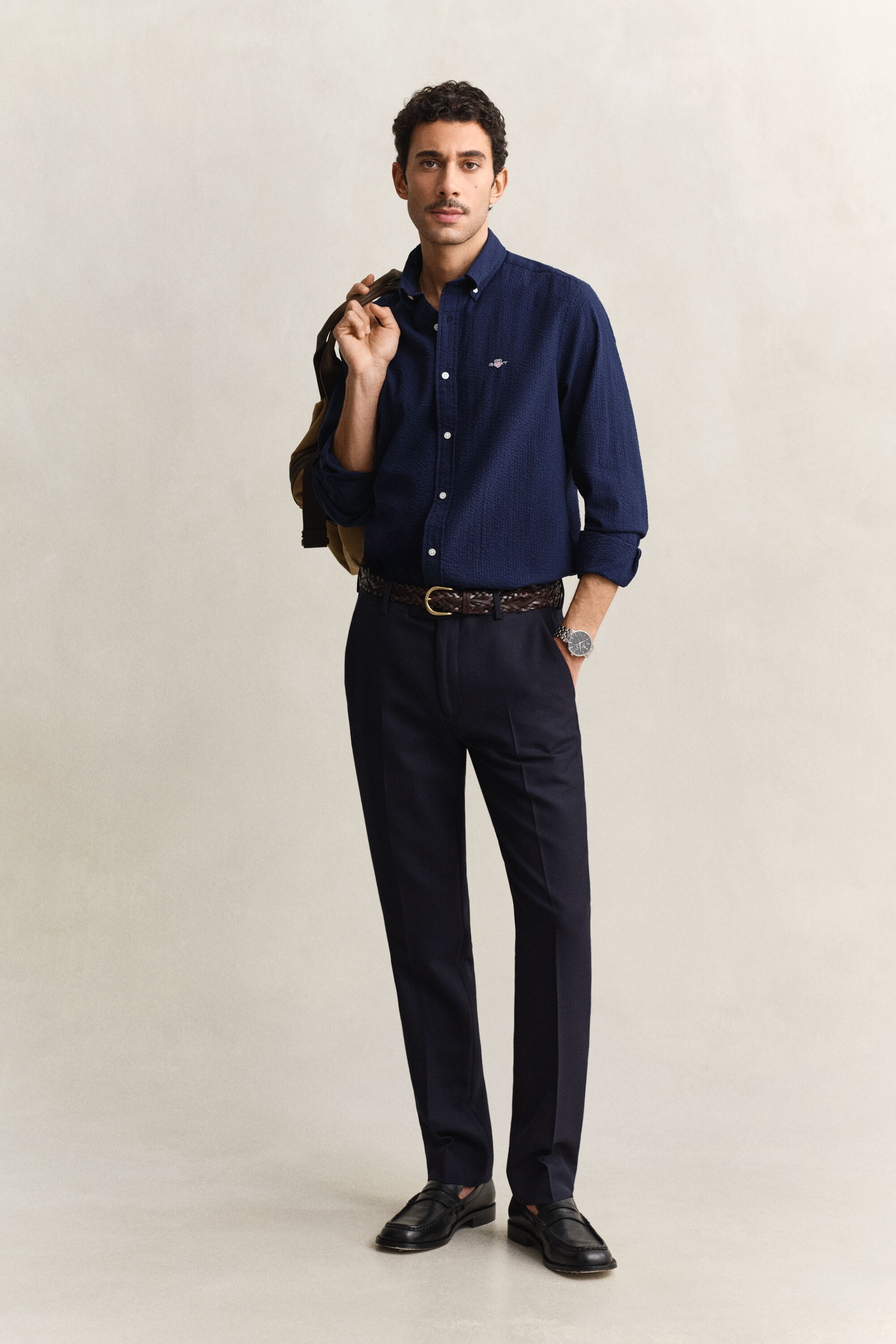 Camisa Seersucker corte normal