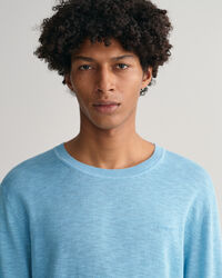 Pulover com decote redondo em algod&atilde;o e linho