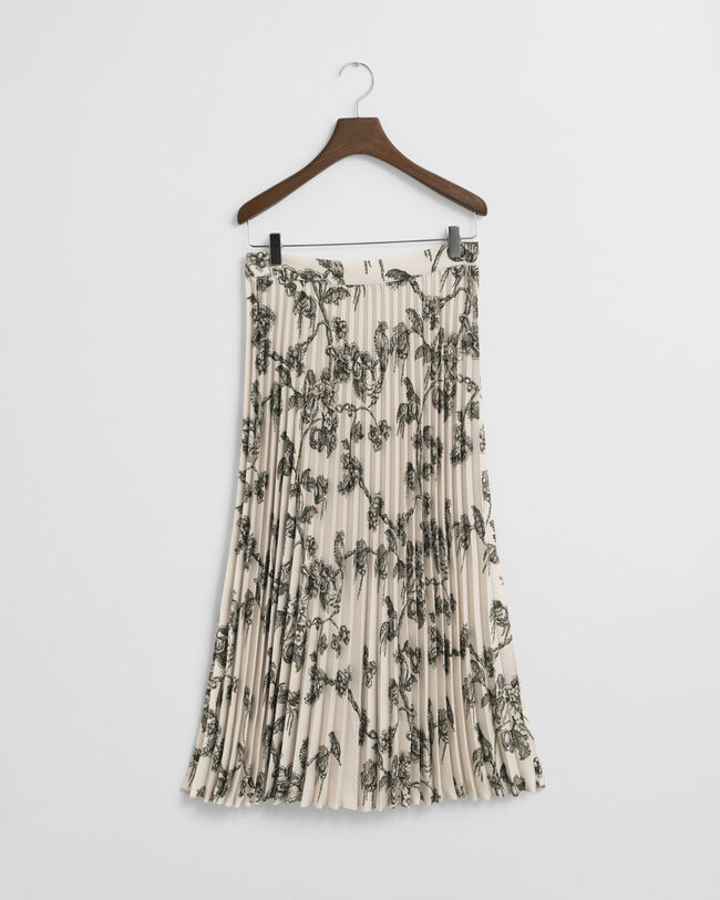 Saia de comprimento médio com pregas e estampado Tree