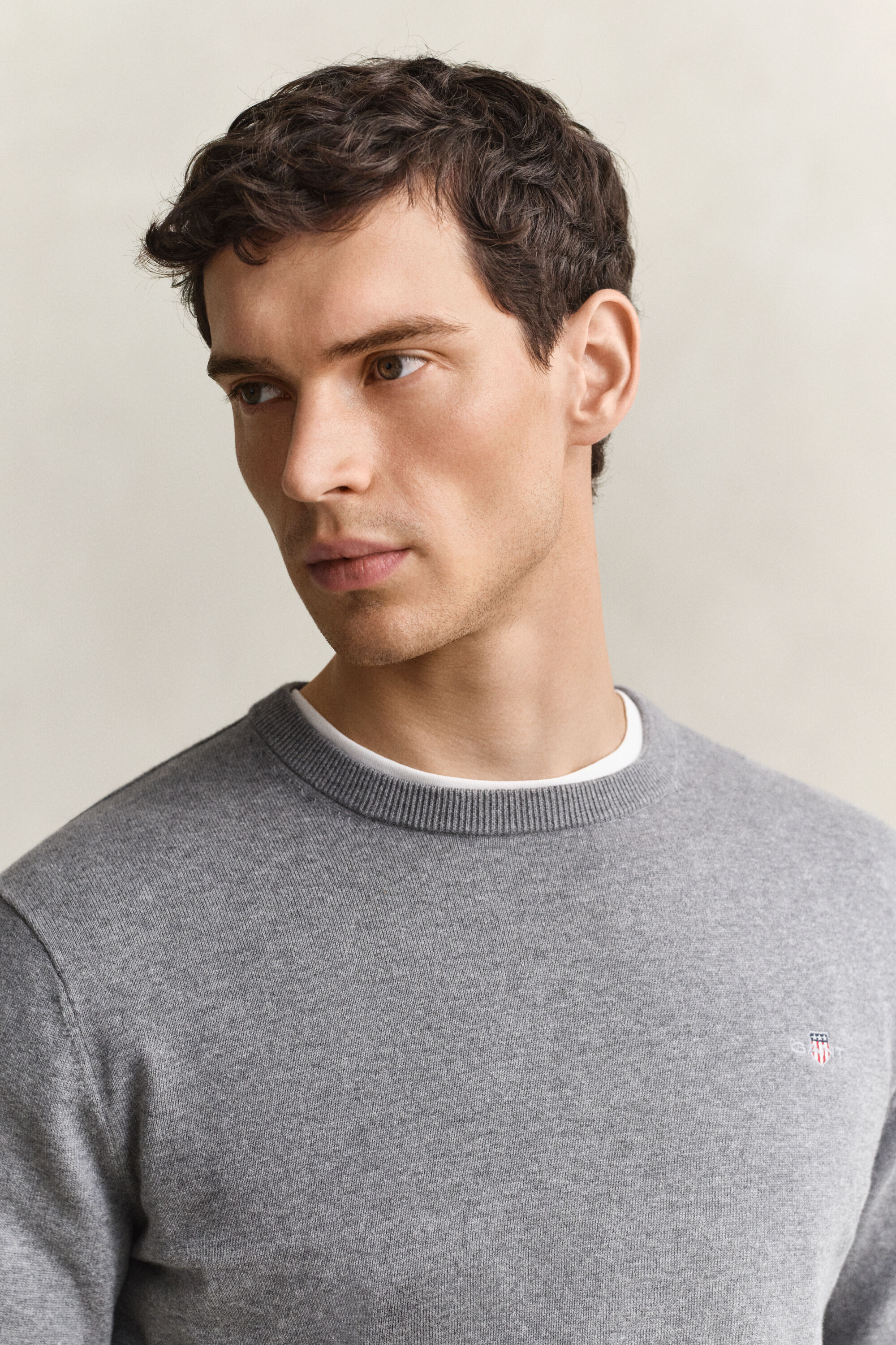 Camisola de malha com decote redondo em algodão