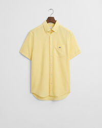 Camisa de manga curta em linho e algod&atilde;o regular fit