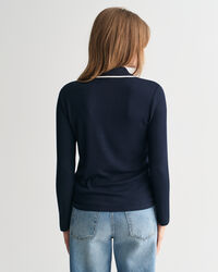 Polo de mangas compridas em malha canelada