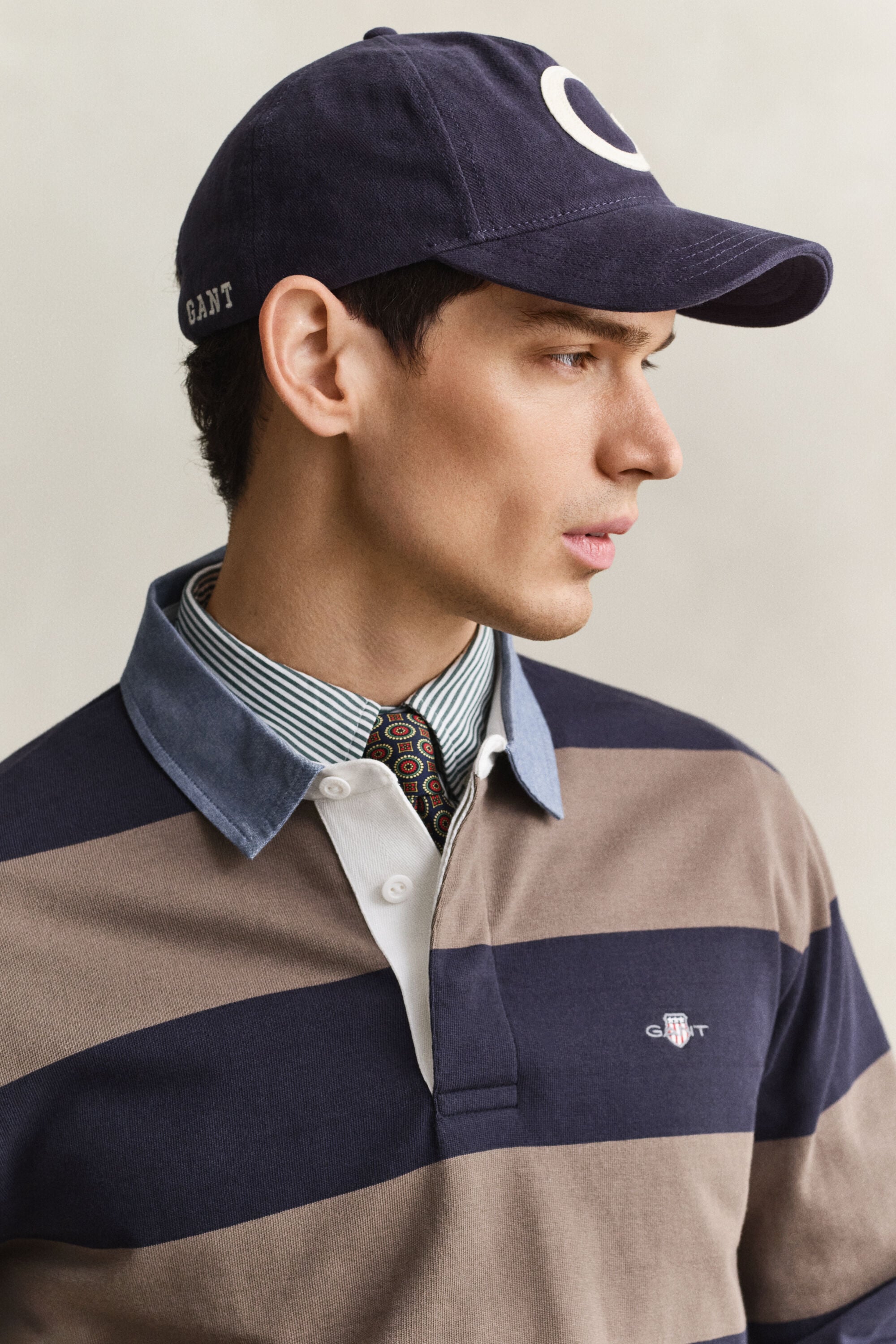 Heavy Rugger às riscas com colarinho em chambray