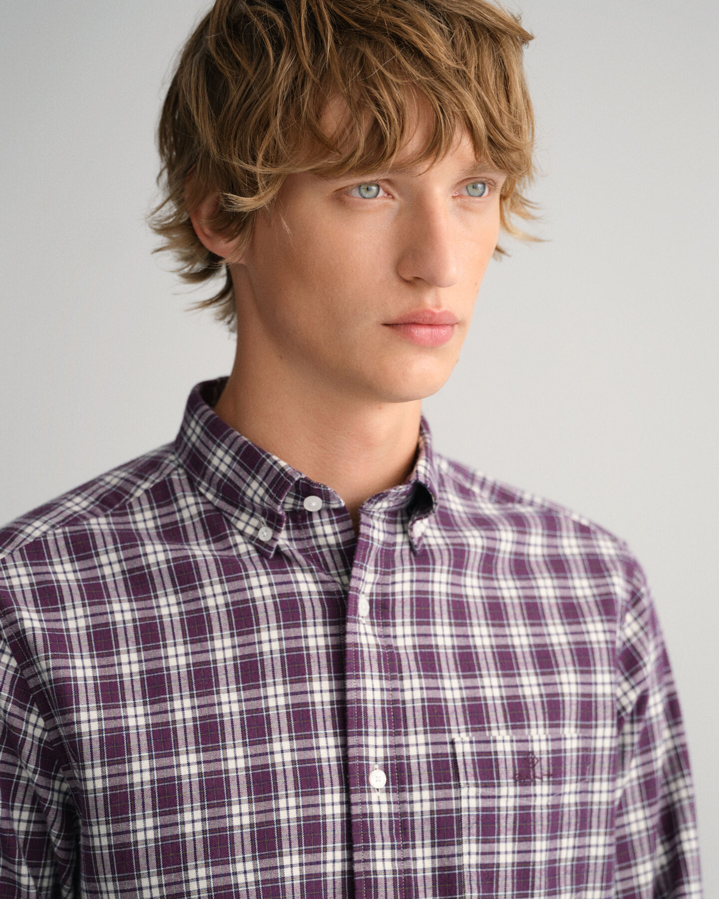 Camisa em flanela com padr&atilde;o de xadrez regular fit