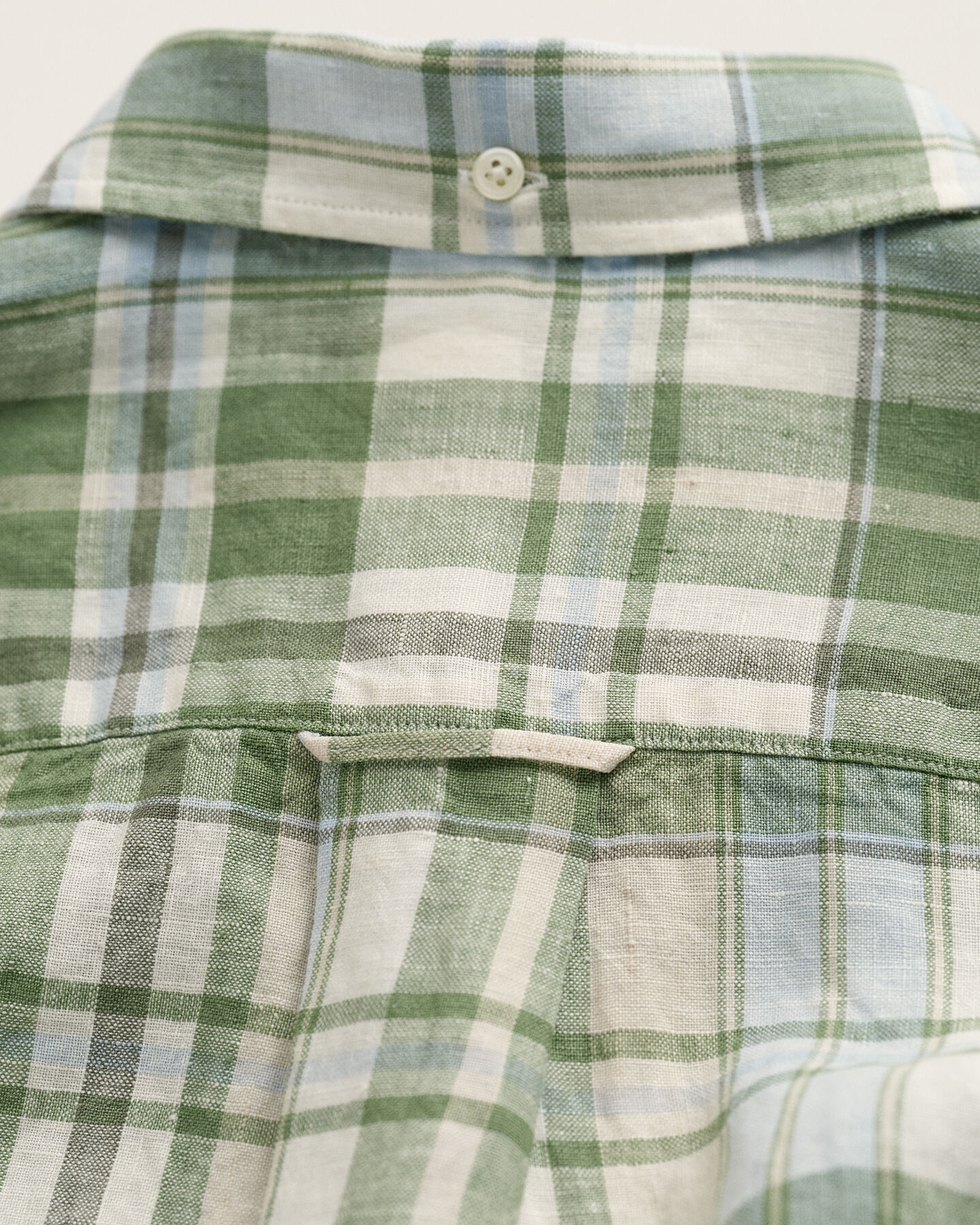 Camisa de linho com manga curta Madras regular fit