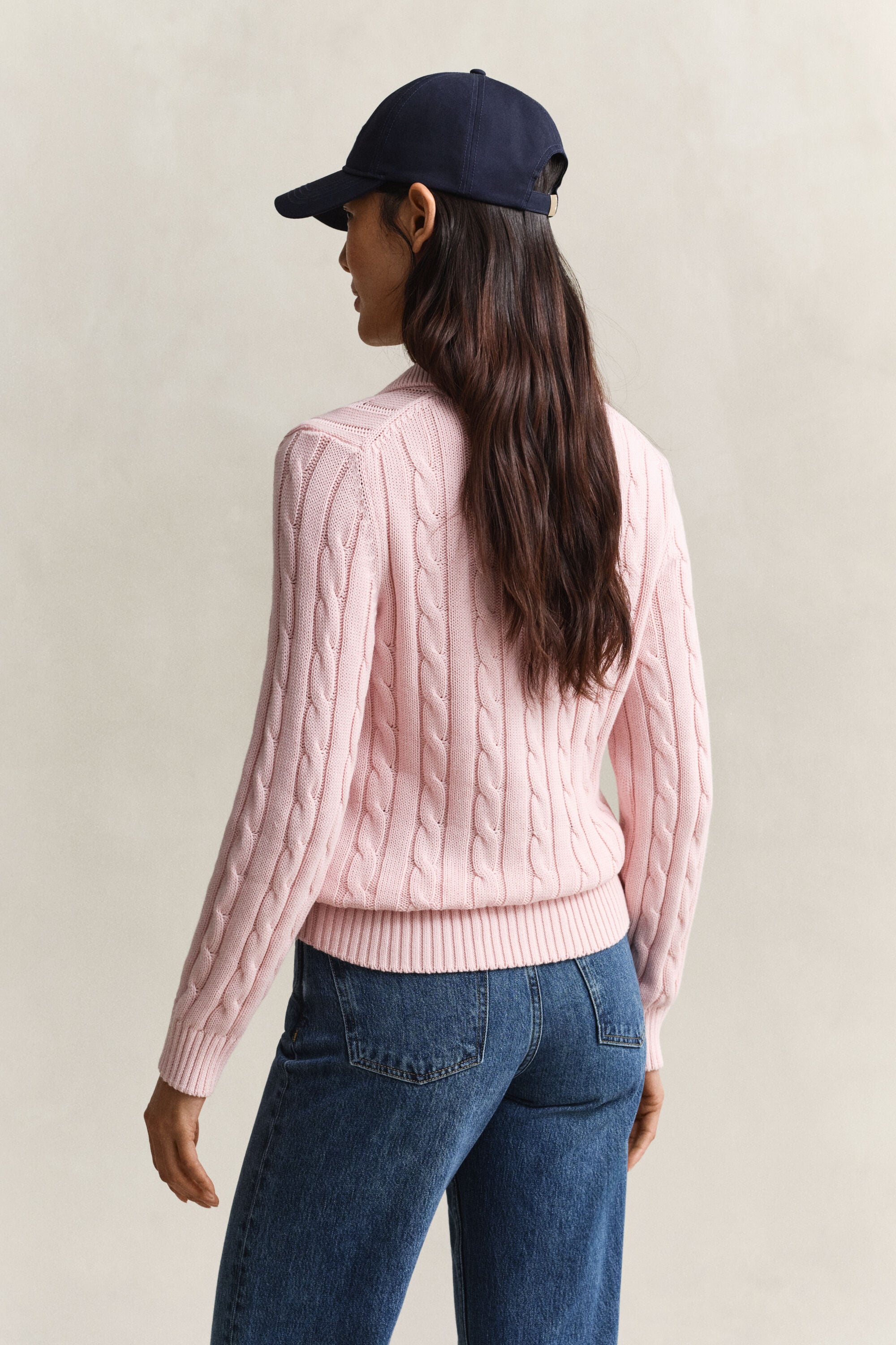 Camisola em malha entrançada de algodão
