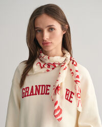 Lenço em seda e algodão com estampado Text