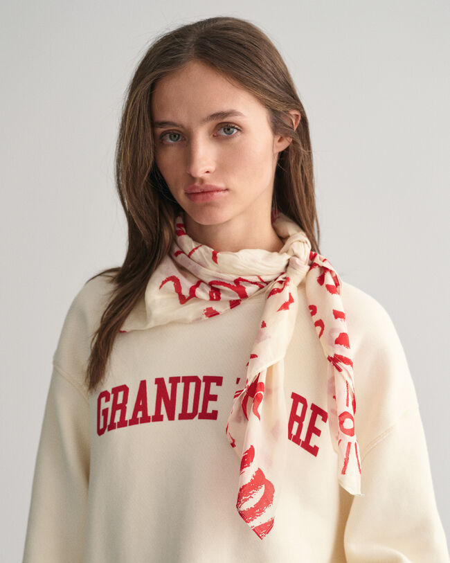 Lenço em seda e algodão com estampado Text