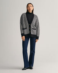 Casaco de malha com padr&atilde;o espinha de peixe multicolor