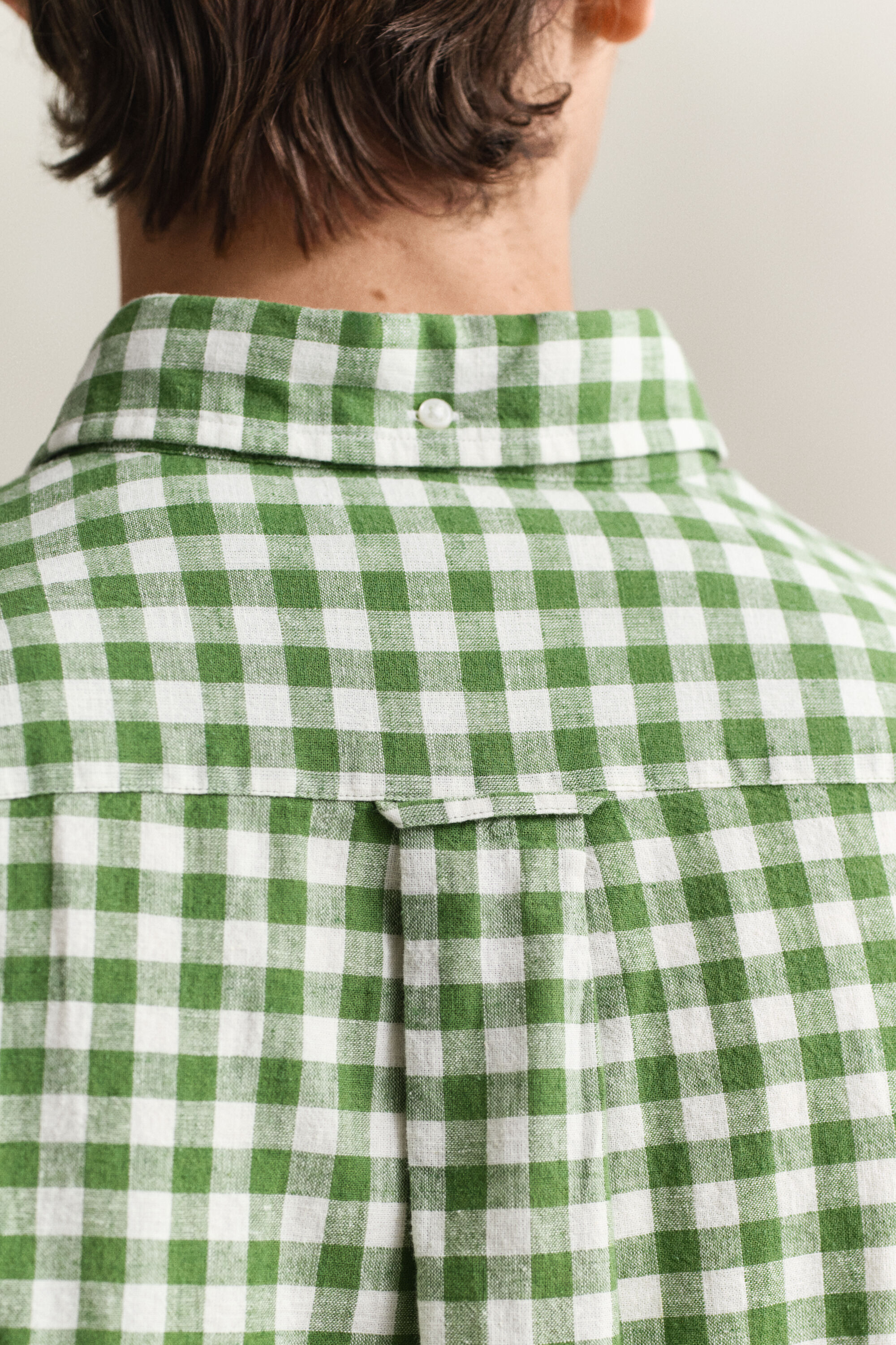 Camisa em mistura de linho Gingham