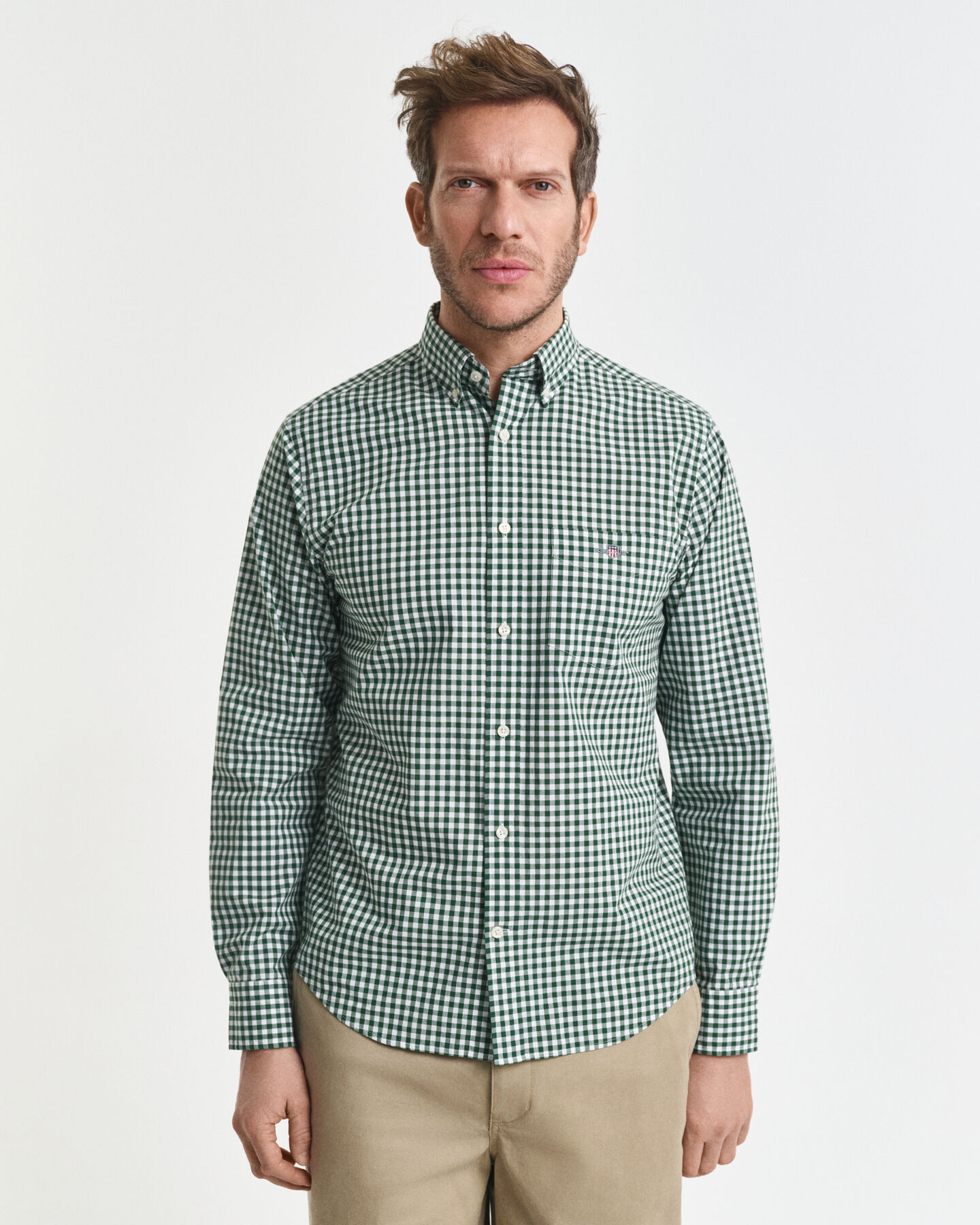 Camisa em popelina gingham Classic regular fit