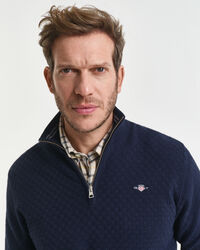 Camisola de malha com meio fecho de correr microtexturizada