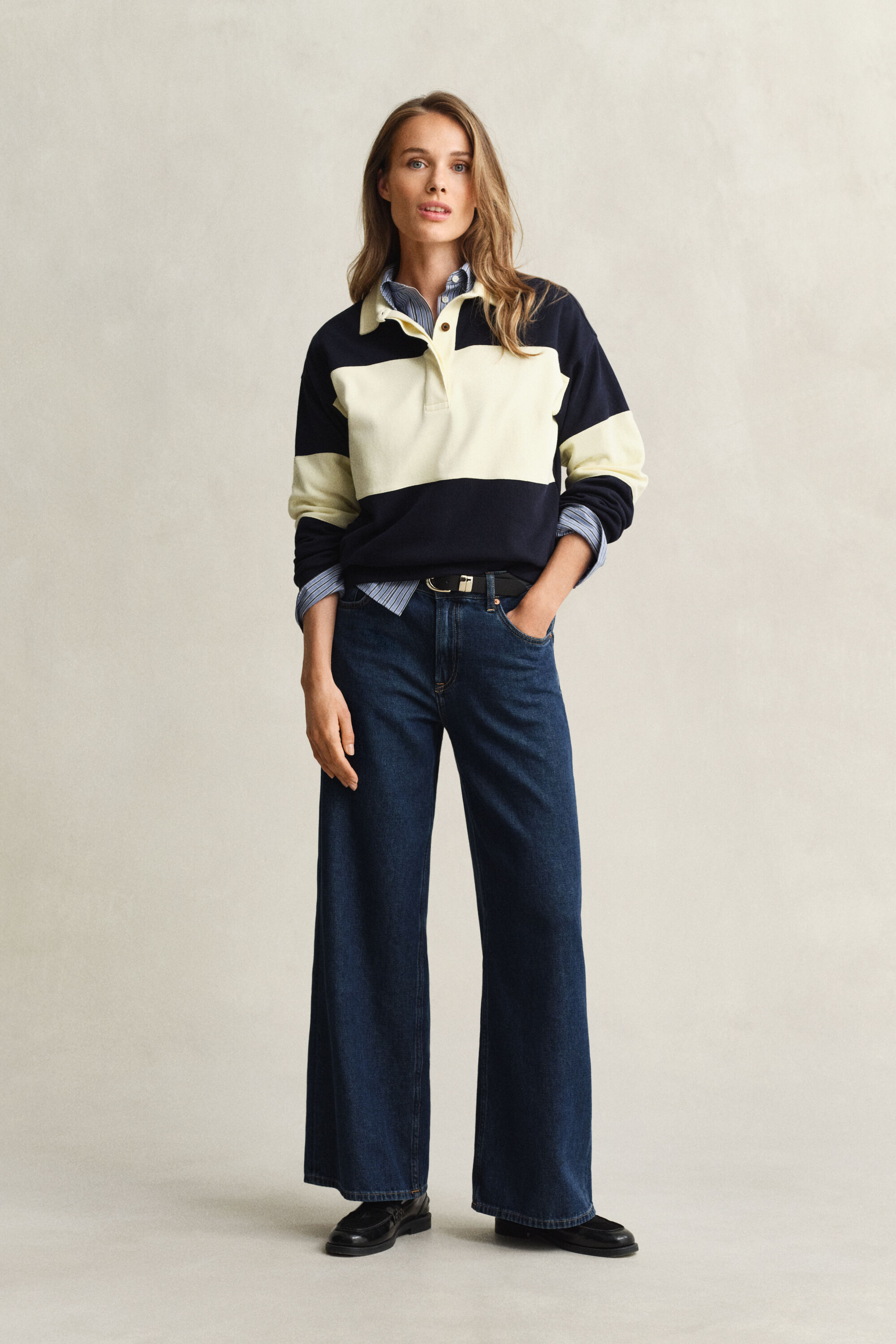 Rugger em algodão piqué com bloco de cor texturizado