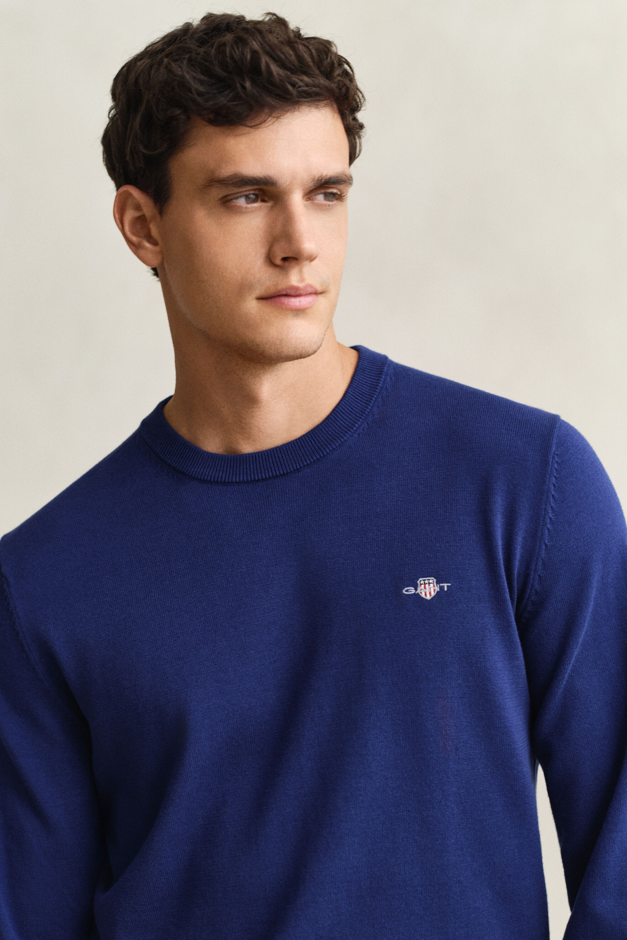 Camisola de malha com decote redondo em algodão