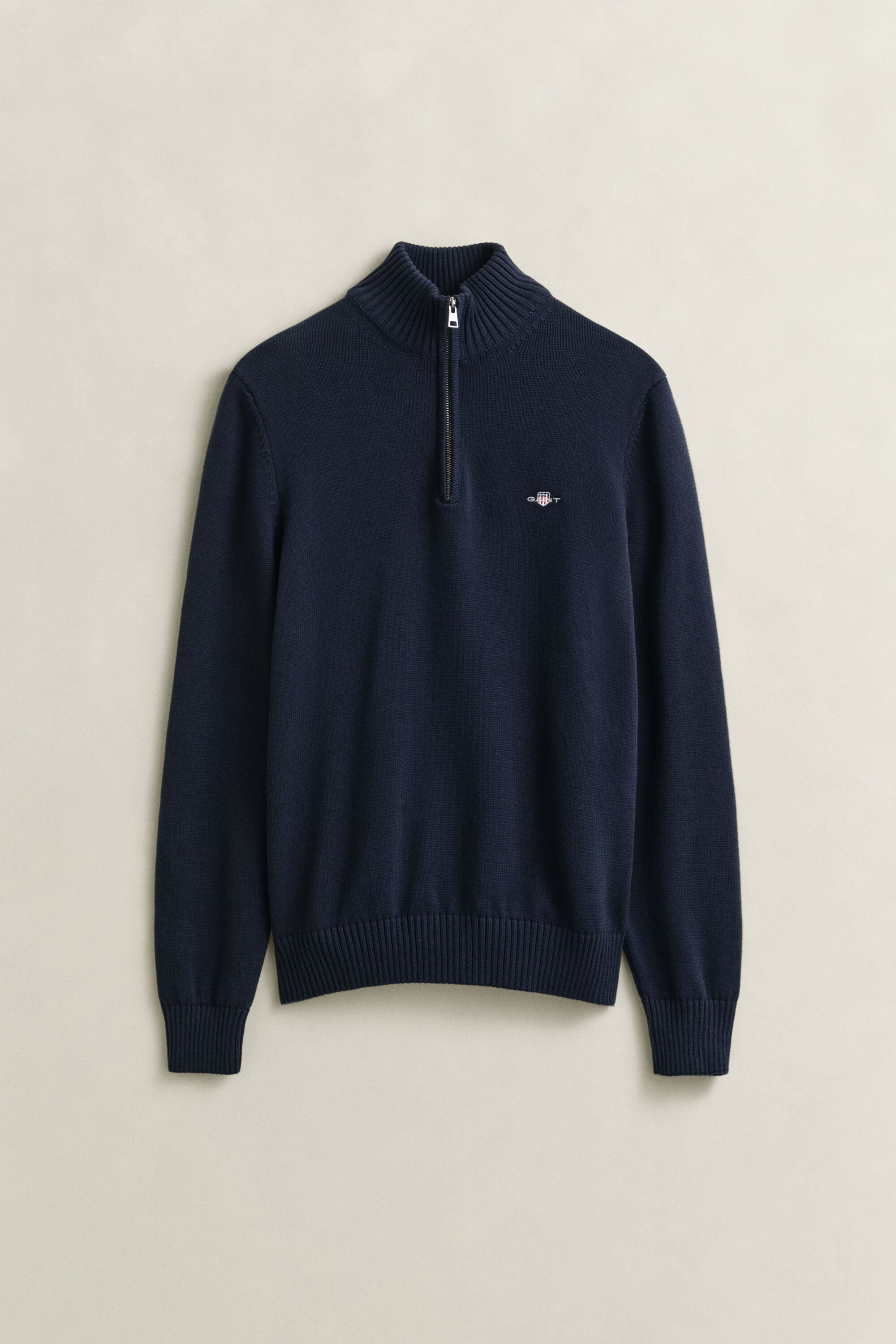 Camisola de malha em algodão com meio fecho Casual