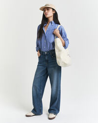 Camisa em popelina às riscas oversized