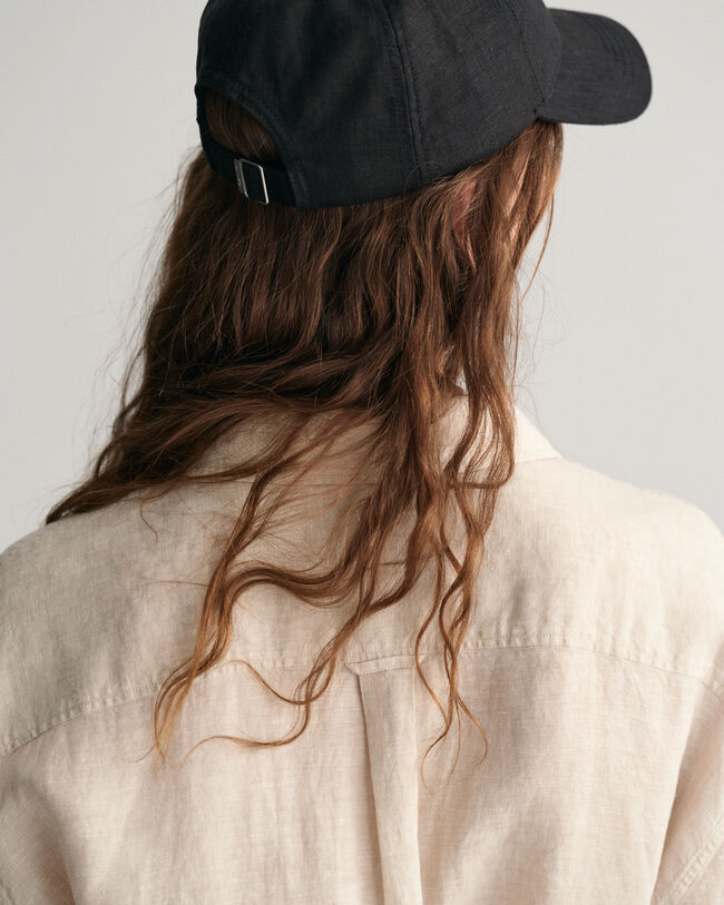 Vestido-camisa de manga curta em linho