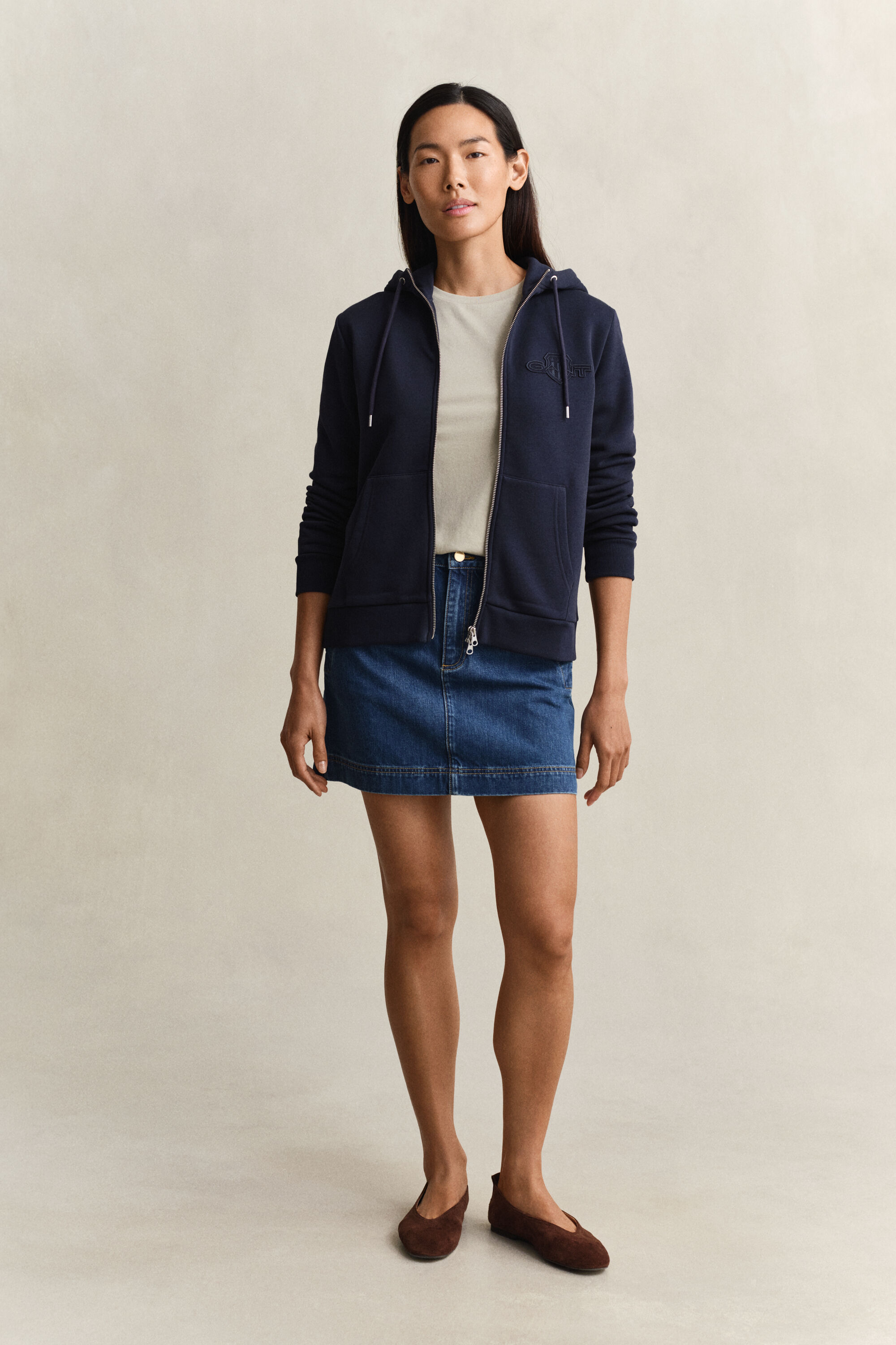 Sweatshirt com capuz e fecho Tonal Shield