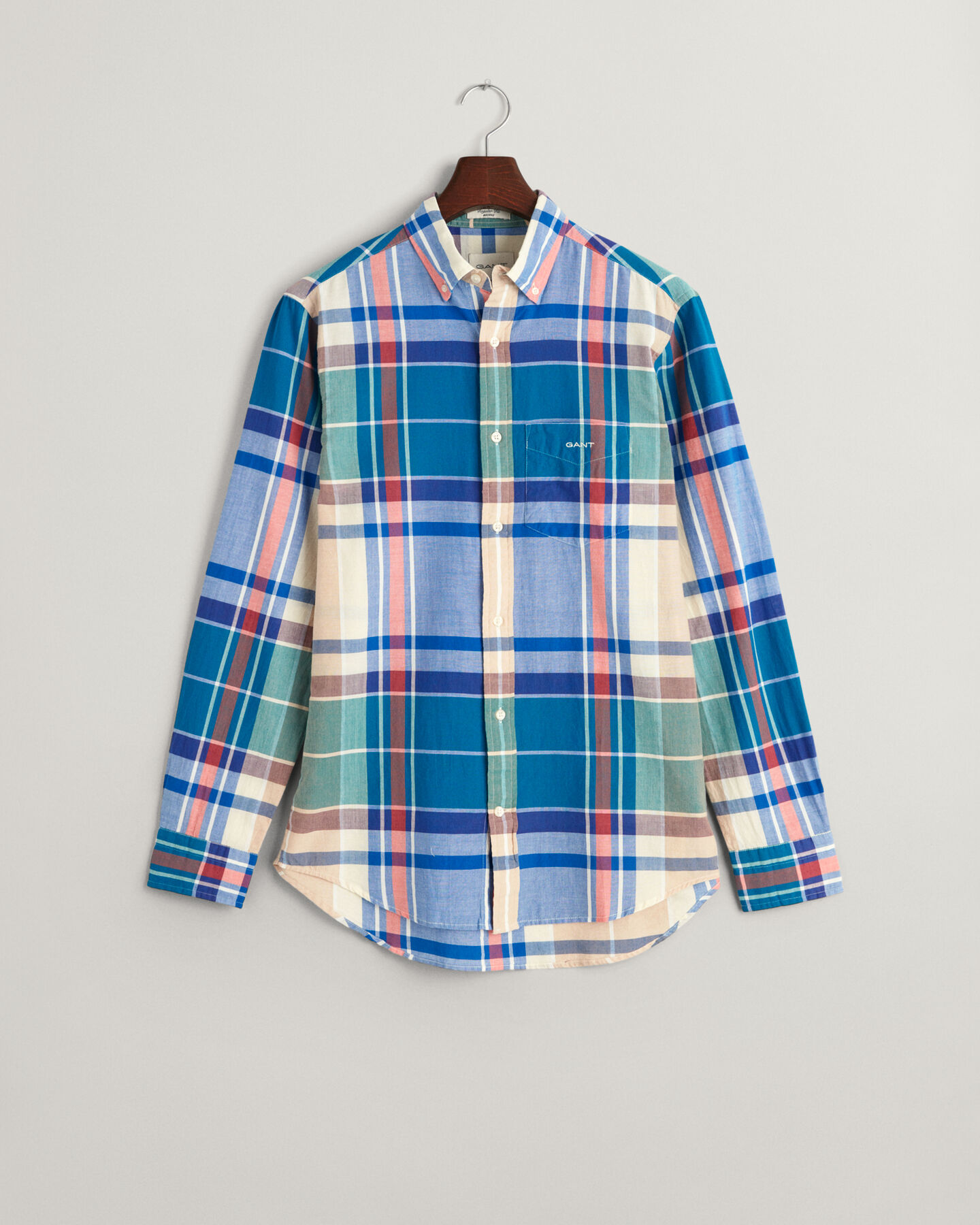 Camisa Madras &iacute;ndigo regular fit