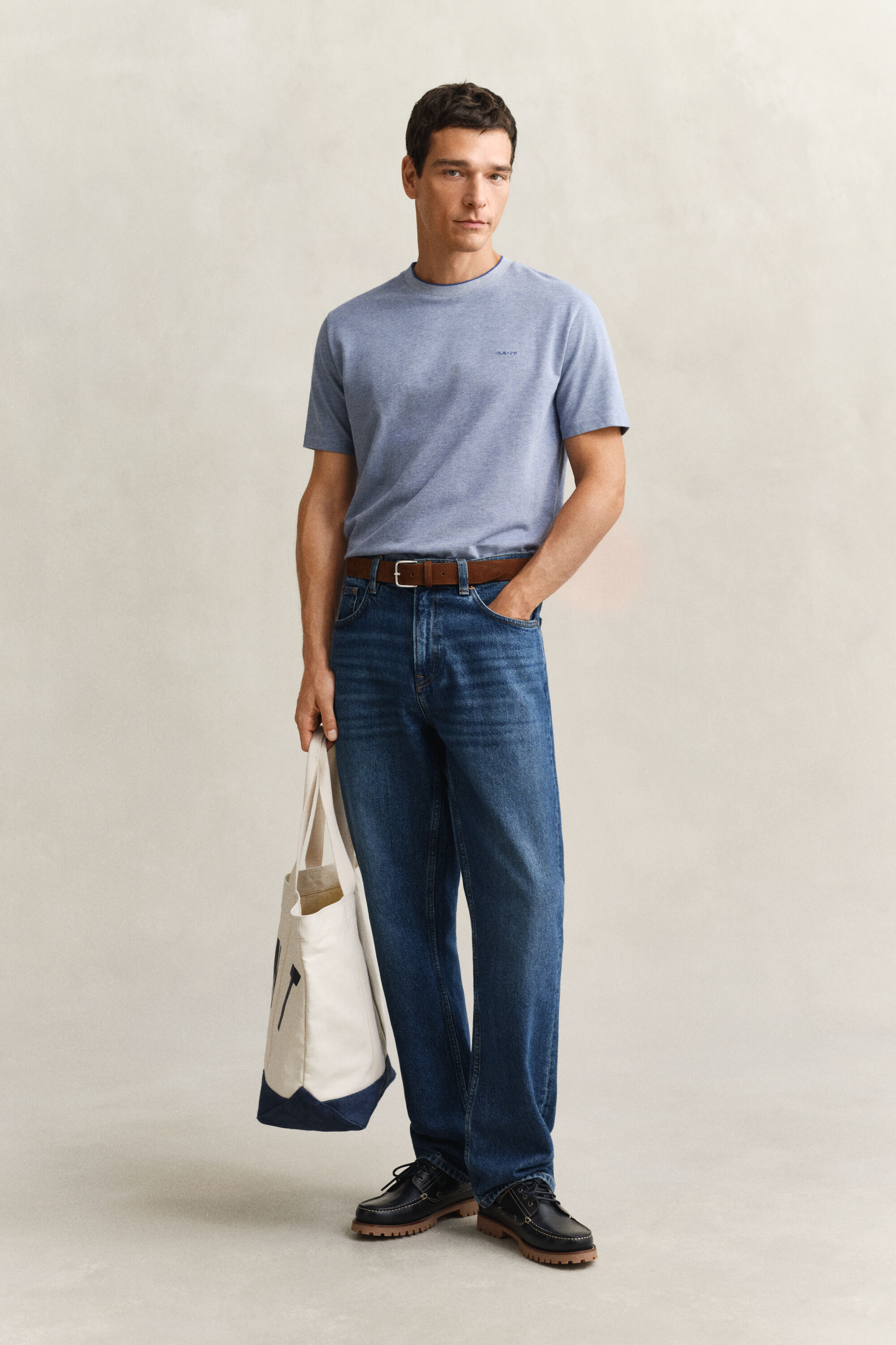 T-shirt em algodão piqué de dois tons