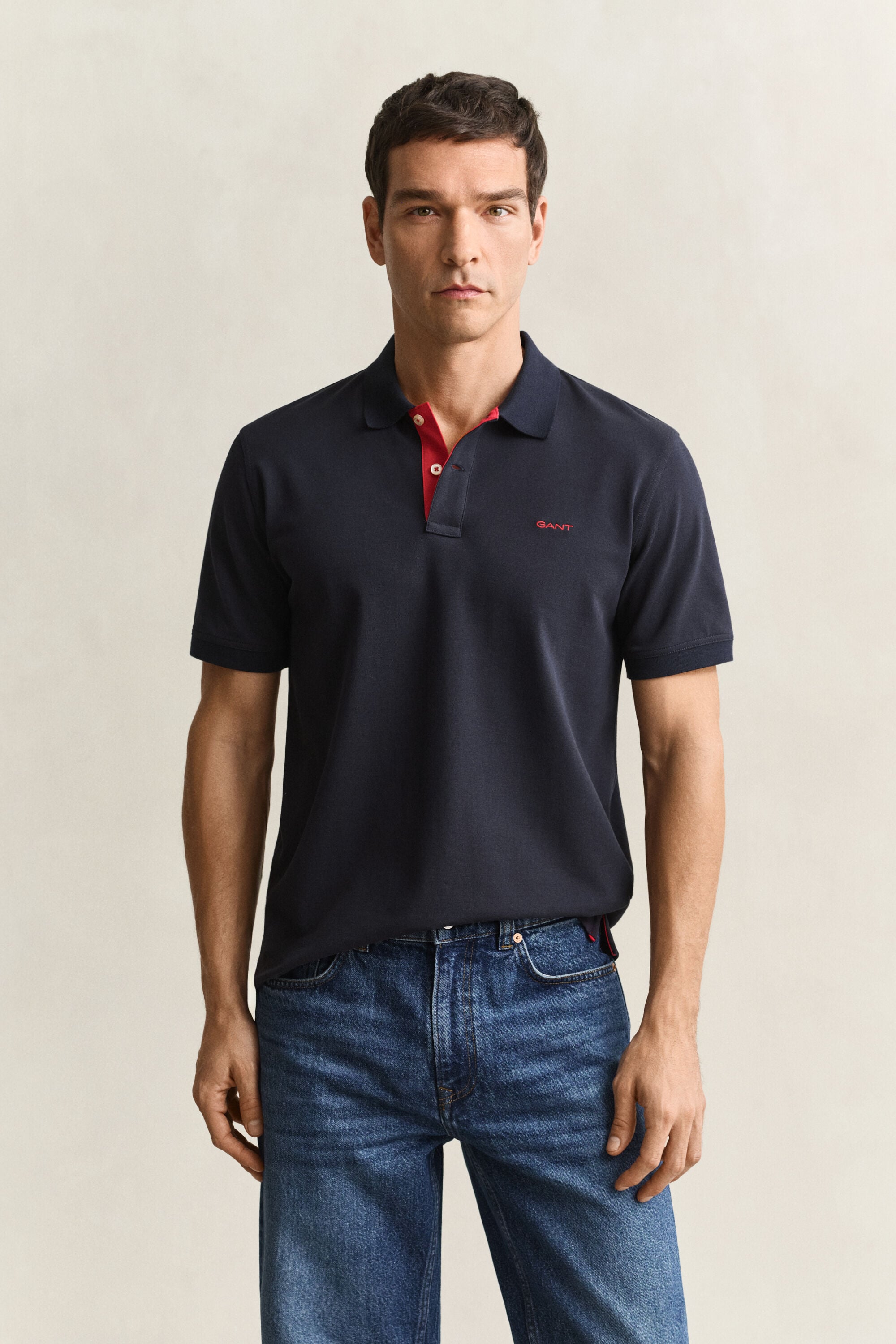 Polo em algodão piqué contrastante