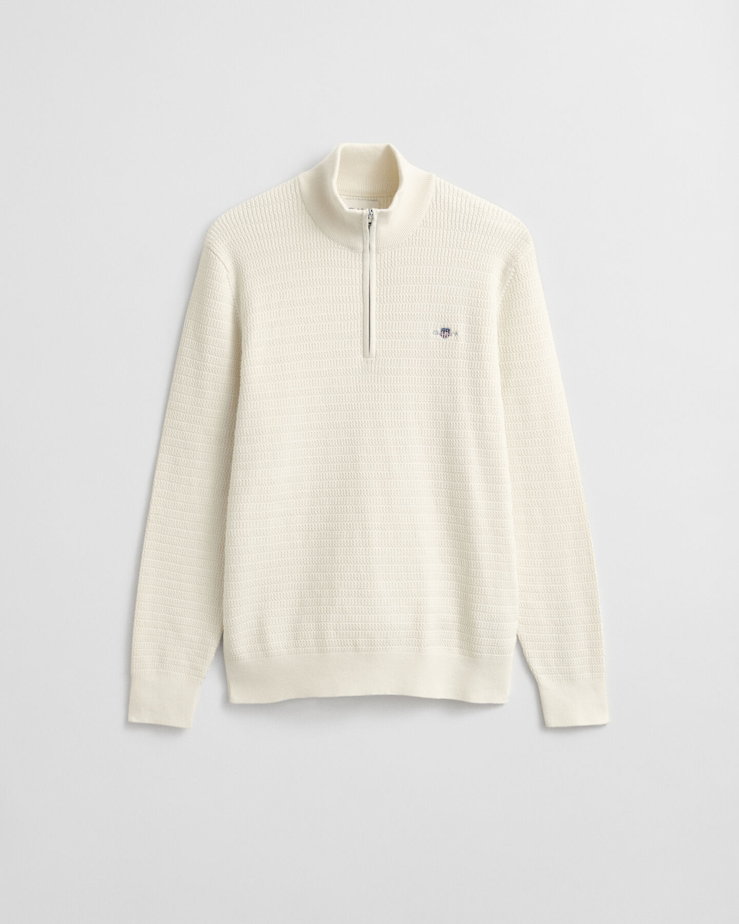 Camisola em mini malha entran&ccedil;ada com meio fecho de correr