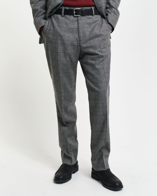 Calças de fato com padrão de xadrez slim fit