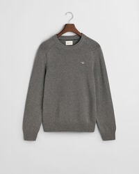 Camisola de malha de algodão com decote redondo Casual