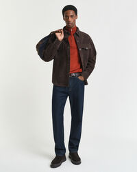 Camisola de malha com meio fecho em lã extrafina