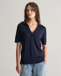 Rugger de manga curta em malha fina