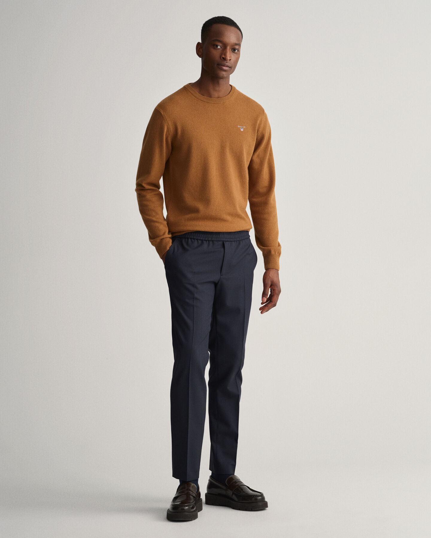 Calças Hallden de sarja slim fit