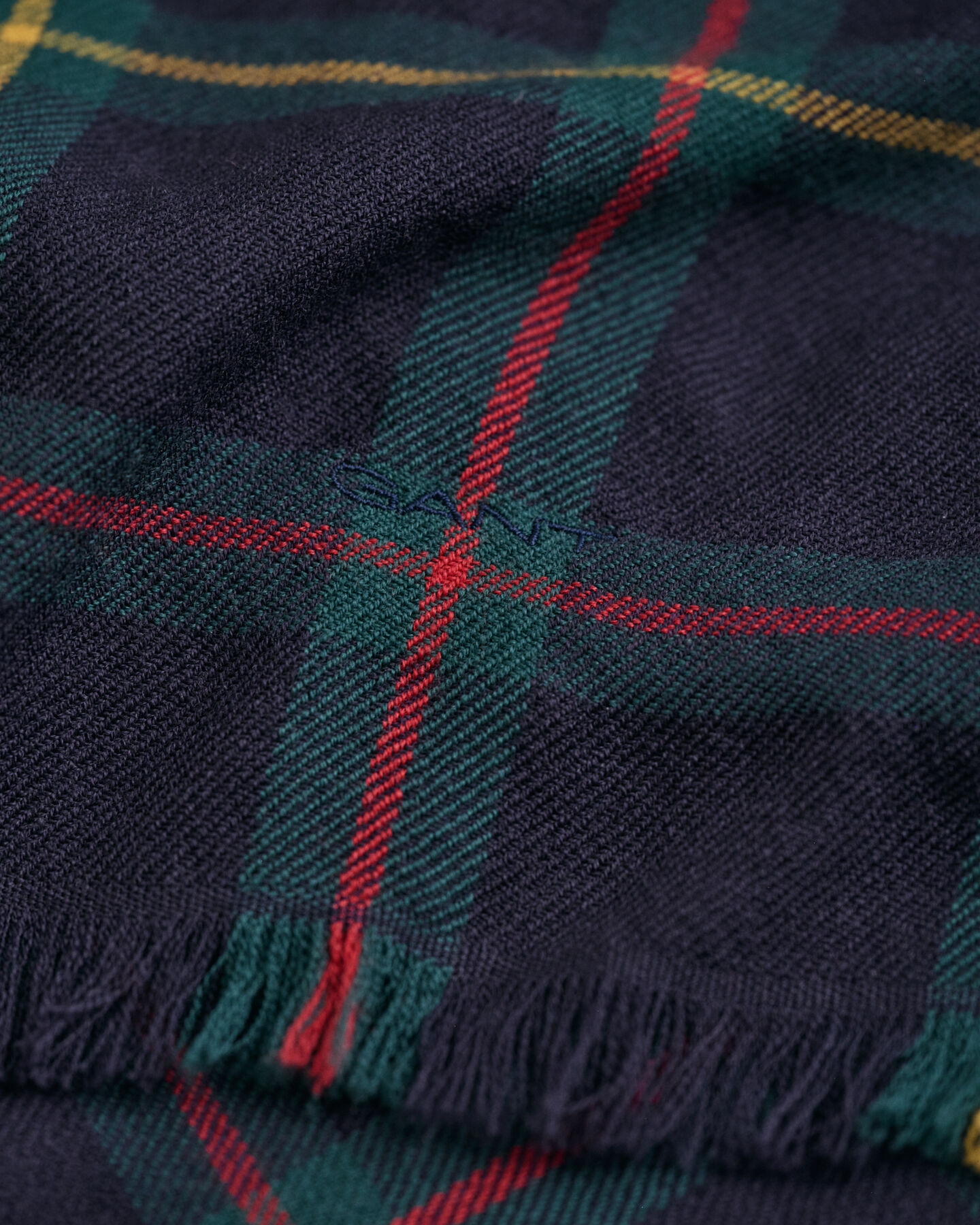 Cachecol em lã de merino com padrão de xadrez