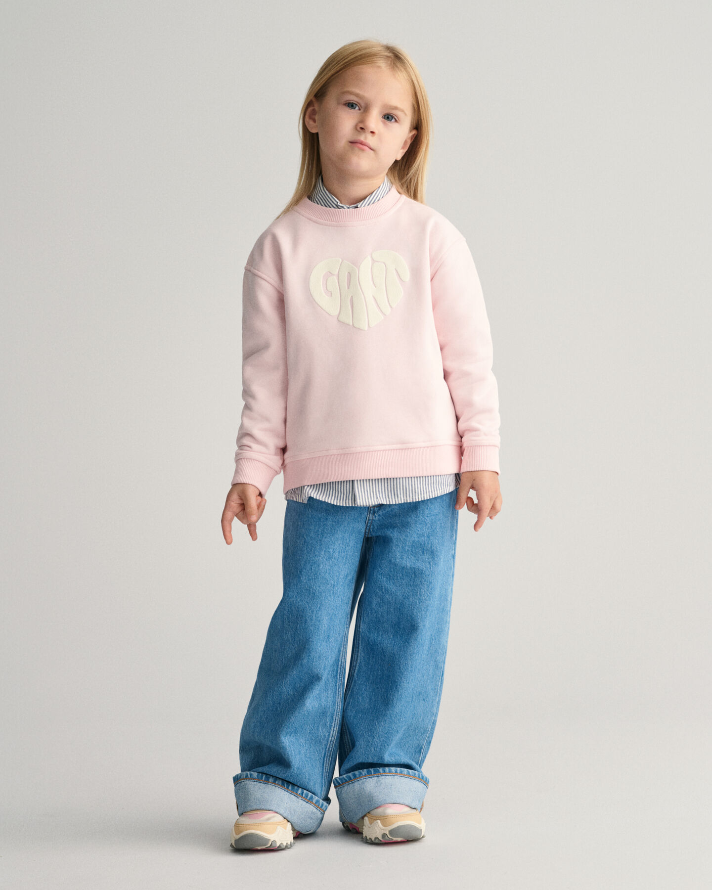 Sweatshirt com decote redondo Heart Graphic Girls