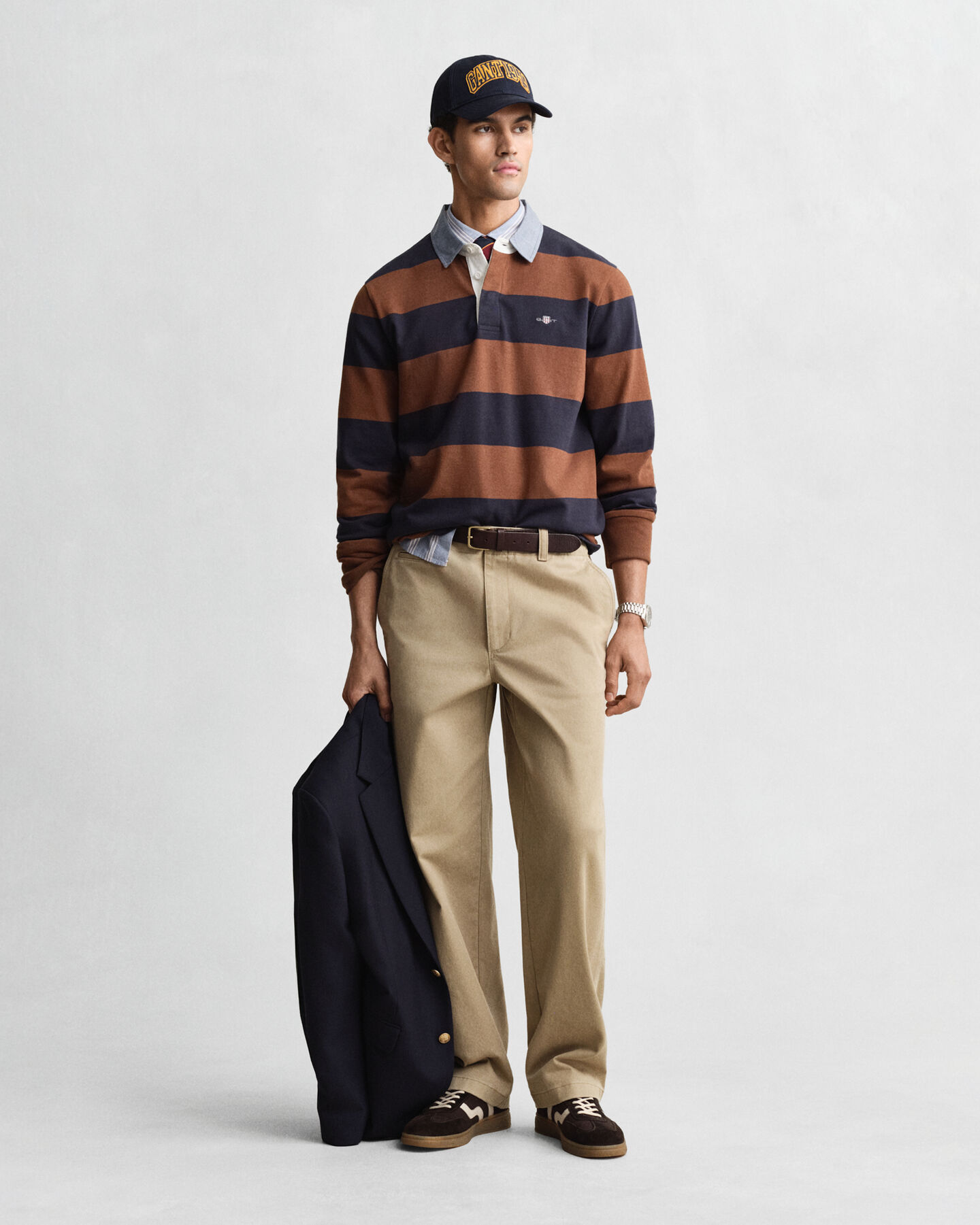 Heavy Rugger às riscas com colarinho em chambray