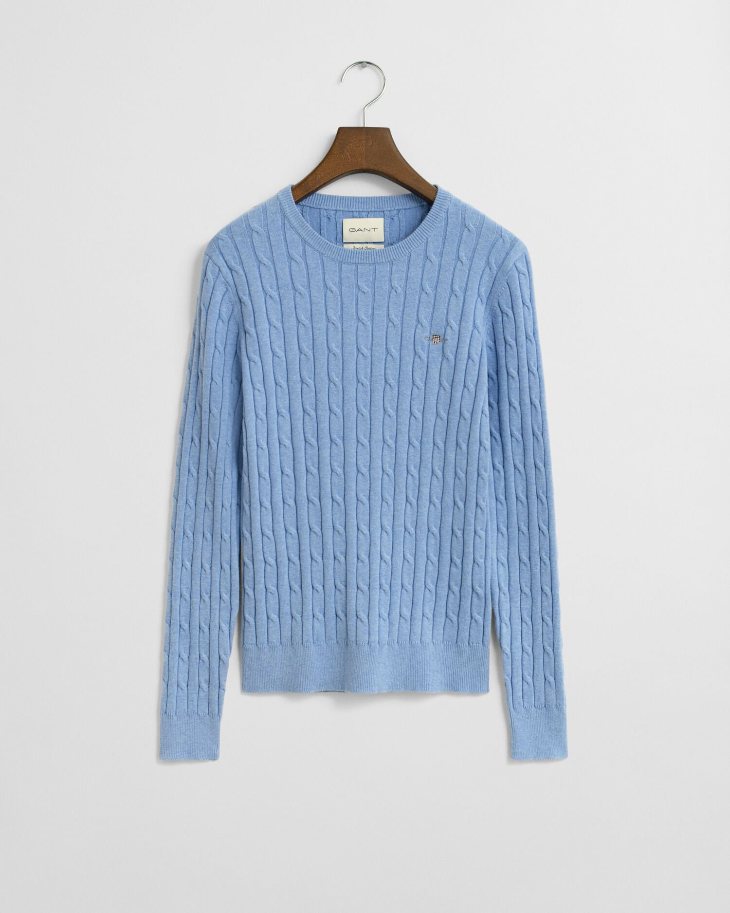 Camisola de malha entrançada com decote redondo