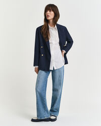 Camisa com mangas volumosas às riscas relaxed fit