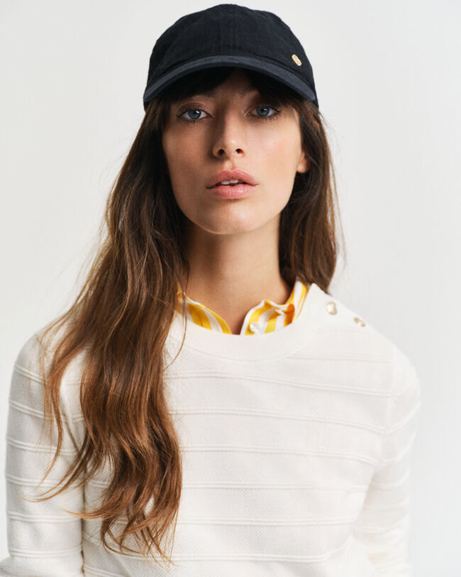 Camisola de malha com decote redondo em algodão texturizado