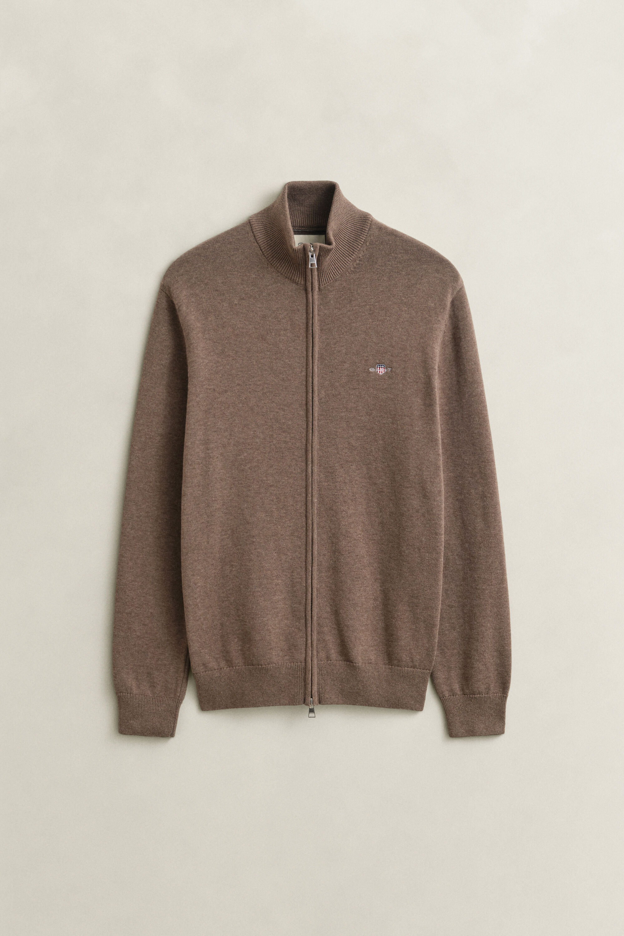Casaco de malha com fecho de correr Casual Cotton