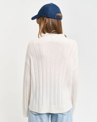 Camisola de malha com gola estilo mao em l&atilde; com canelado largo