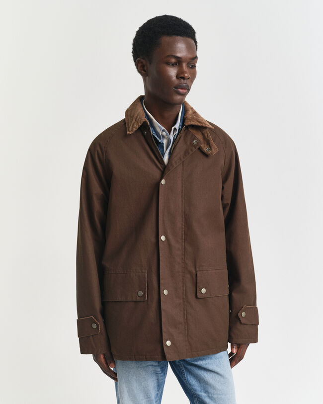 Casaco rústico com acabamento encerado