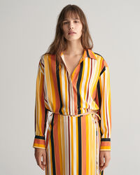 Camisa &agrave;s riscas com atilhos relaxed fit