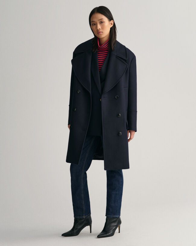 Casaco de marinheiro em mistura de lã