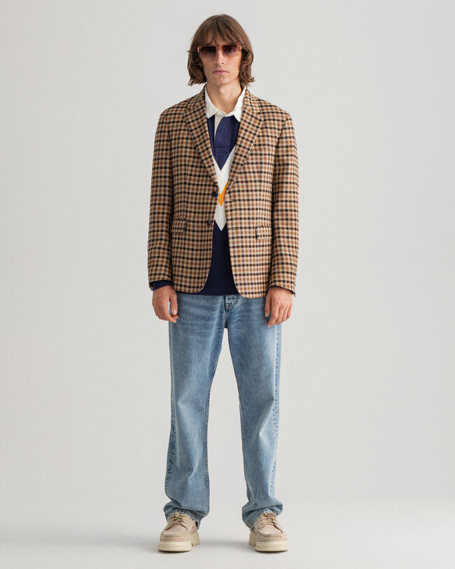 Blazer com padrão de xadrez regular fit