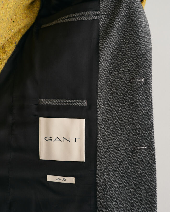 Blazer de fato com padrão espinha de peixe