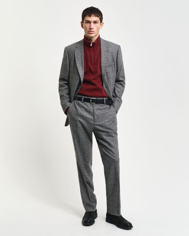 Calças de fato com padrão de xadrez slim fit